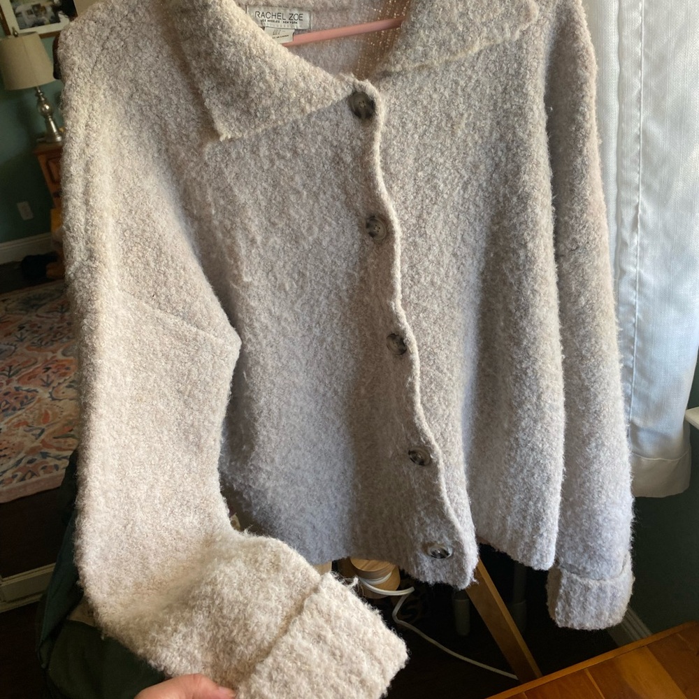Rachel Zoe Cream Textured Cardigan